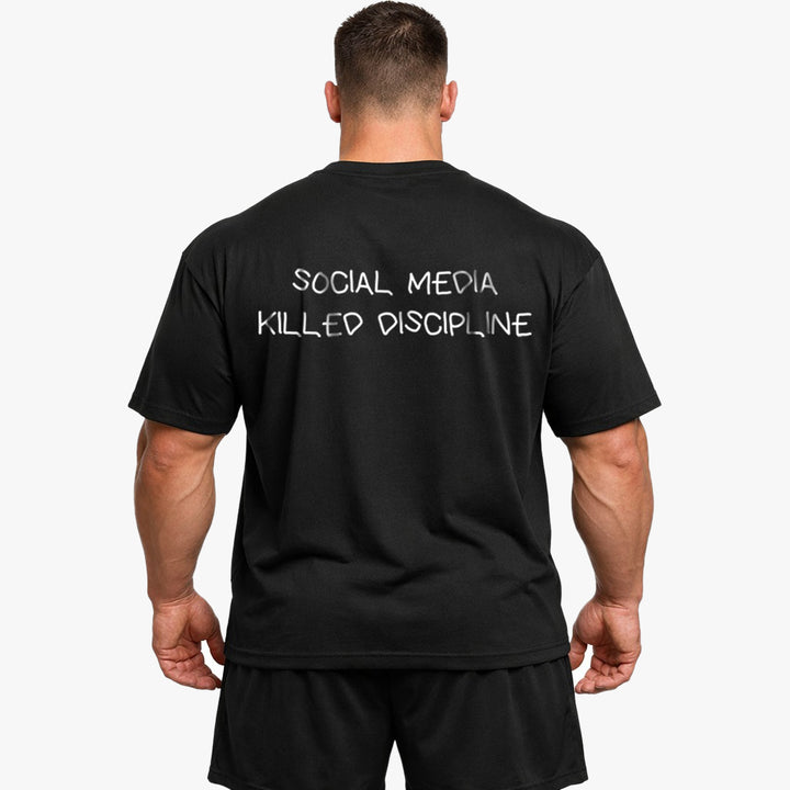 SOCIAL MEDIA KILLED DISCIPLINE Oversized (Backprint) Shirt